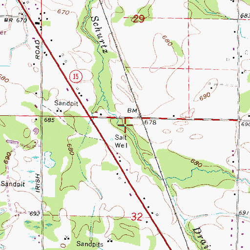 Topographic Map of Schurtz Drain, MI