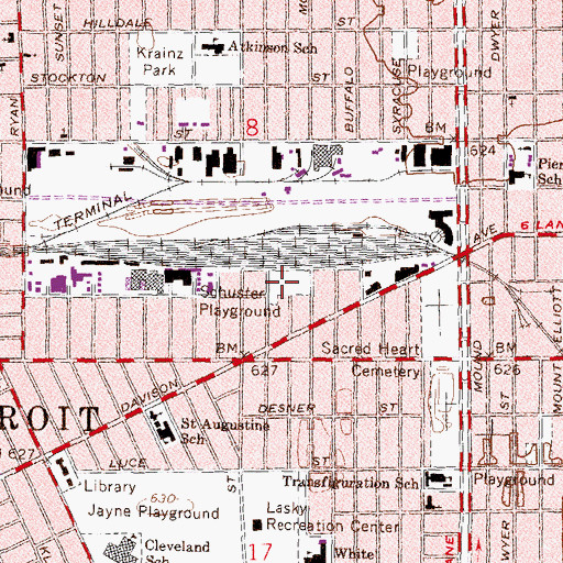 Topographic Map of Schuster Playground, MI
