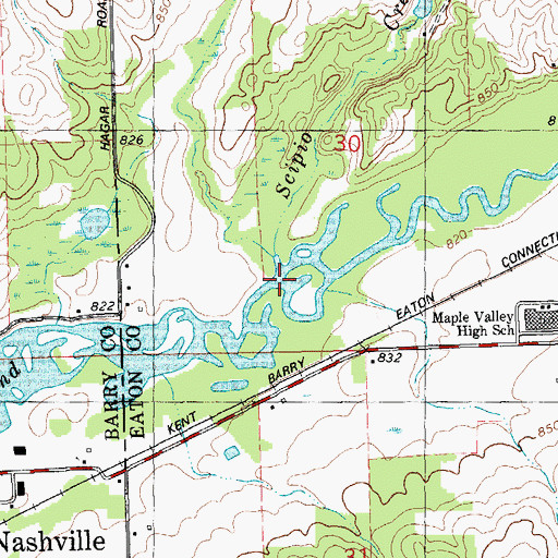 Topographic Map of Scipio Creek, MI