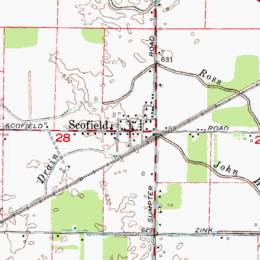 Topographic Map of Scofield, MI