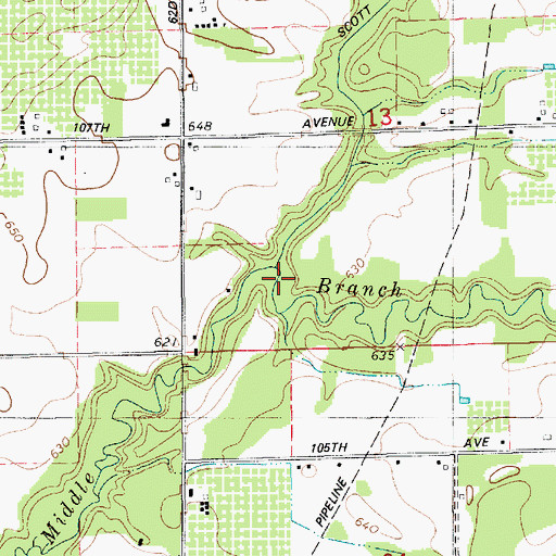 Topographic Map of Scott Creek Drain, MI