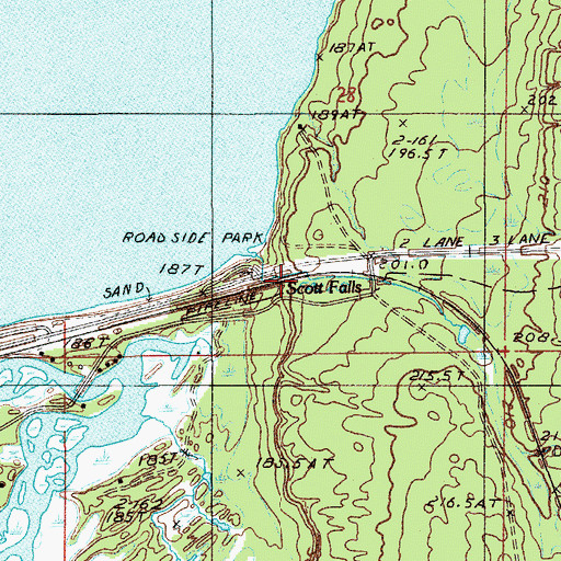 Topographic Map of Scott Falls, MI