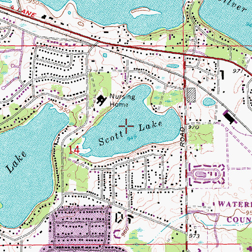 Topographic Map of Scott Lake, MI