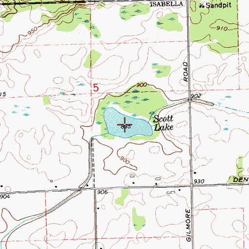 Topographic Map of Scott Lake, MI