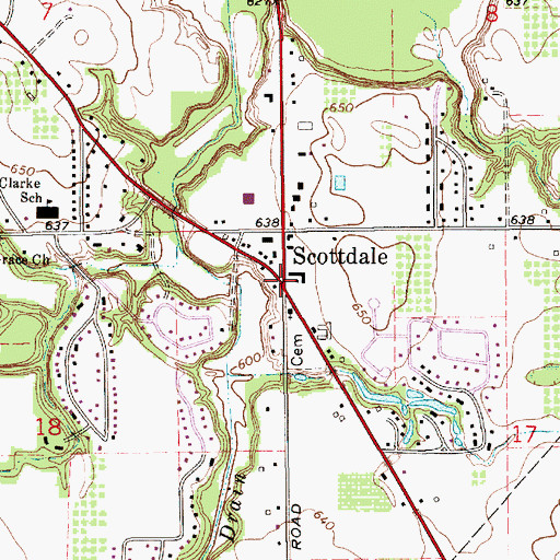 Topographic Map of Scottdale, MI