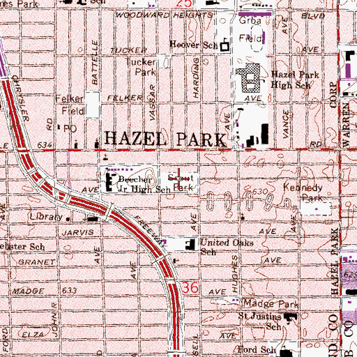 Topographic Map of Scout Park, MI