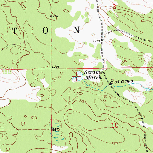 Topographic Map of Scrams Marsh, MI