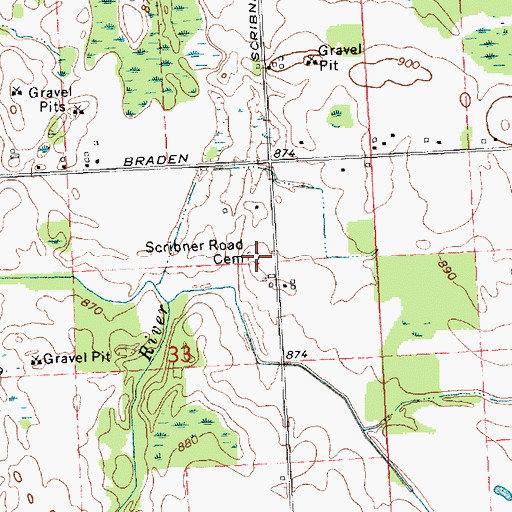 Topographic Map of Scribner Road Cemetery, MI