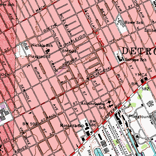 Topographic Map of Scripps Annex School, MI