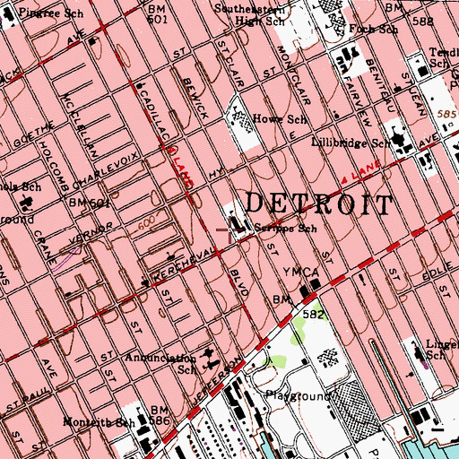 Topographic Map of Scripps School, MI