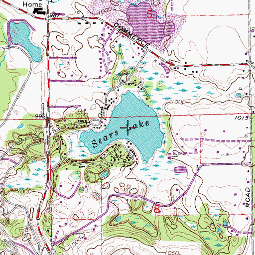 Topographic Map of Sears Lake, MI