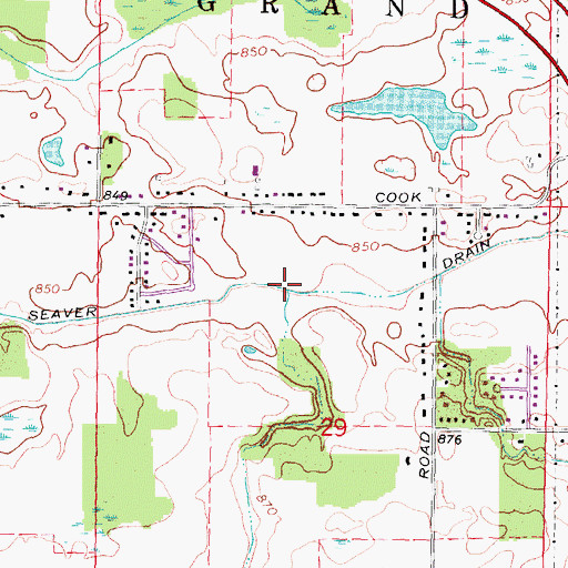 Topographic Map of Seaver Drain, MI