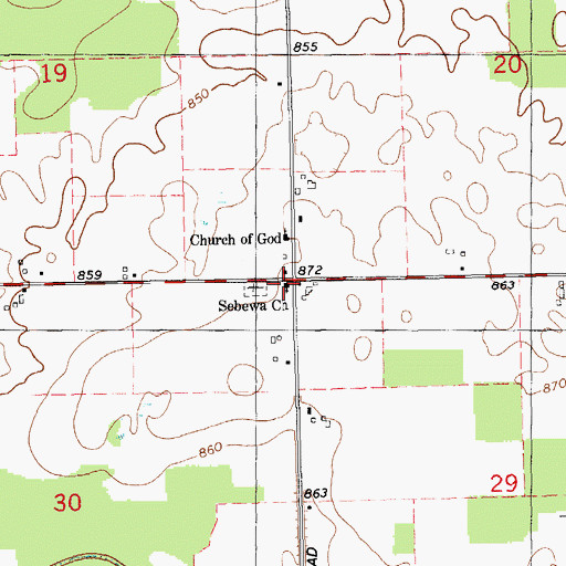 Topographic Map of Sebewa Church, MI
