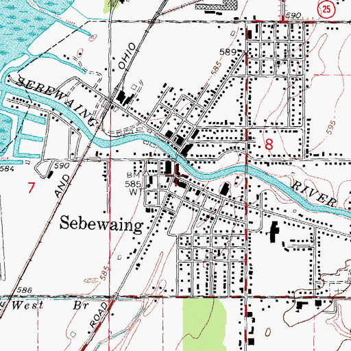 Topographic Map of Sebewaing, MI