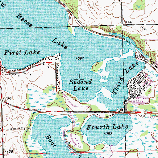 Topographic Map of Second Lake, MI