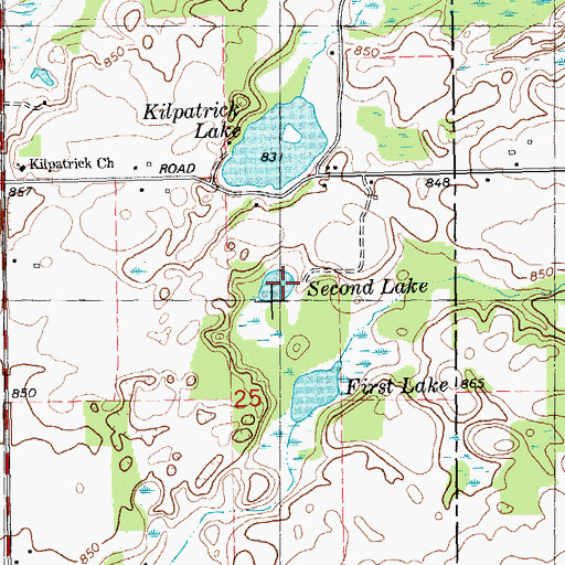 Topographic Map of Second Lake, MI