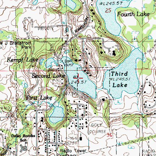 Topographic Map of Second Lake, MI