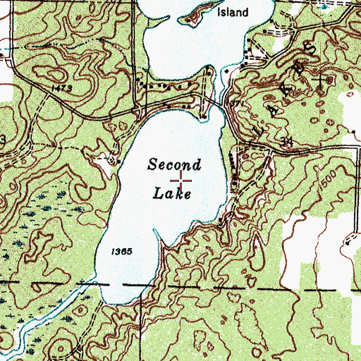 Topographic Map of Second Lake, MI