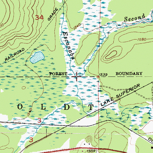 Topographic Map of Second River, MI