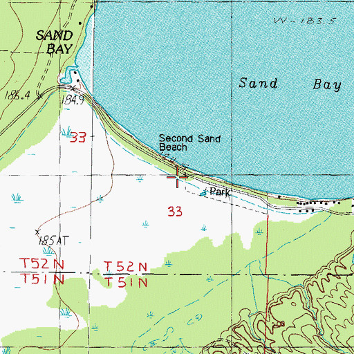 Topographic Map of Second Sand Beach Park, MI