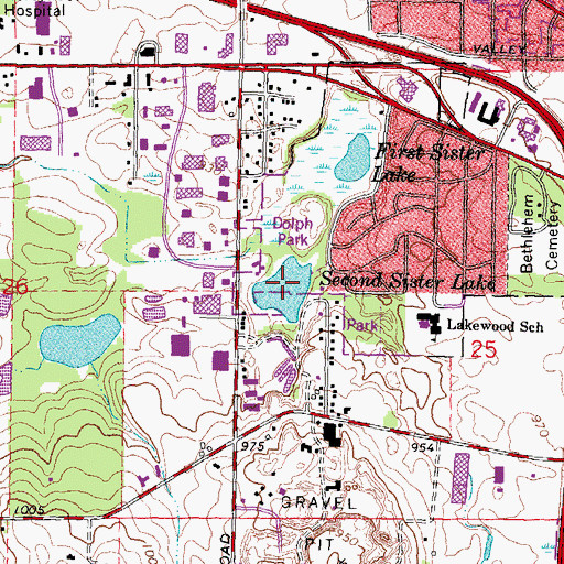 Topographic Map of Second Sister Lake, MI