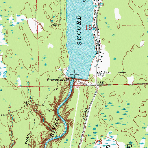 Topographic Map of Secord Lake, MI