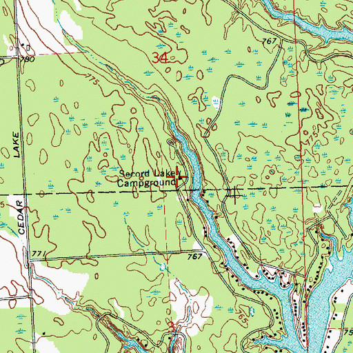 Topographic Map of Secord Lake Campground, MI