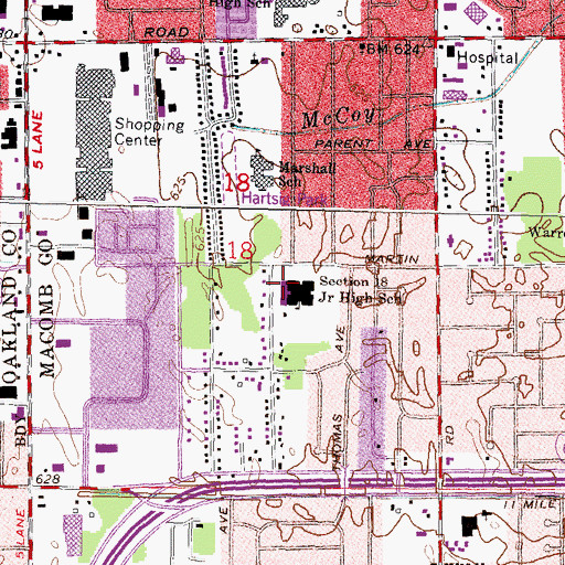 Topographic Map of Angus E Beer Middle School, MI