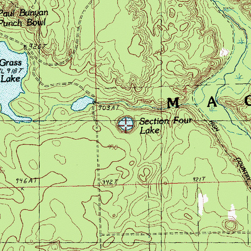 Topographic Map of Section Four Lake, MI