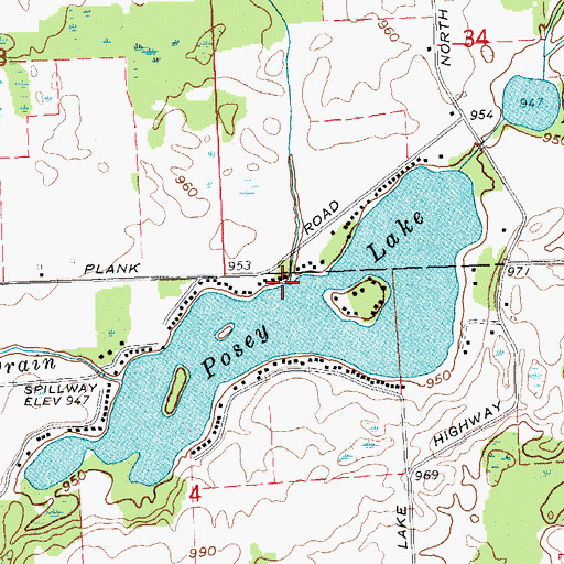 Topographic Map of Seeley Drain, MI