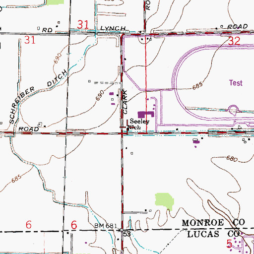 Topographic Map of Seeley School, MI