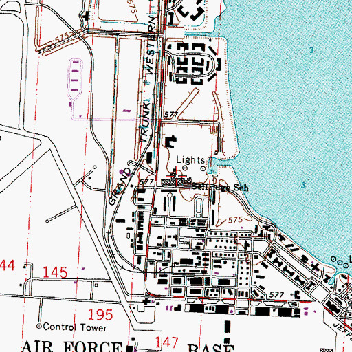 Topographic Map of Selfridge School, MI