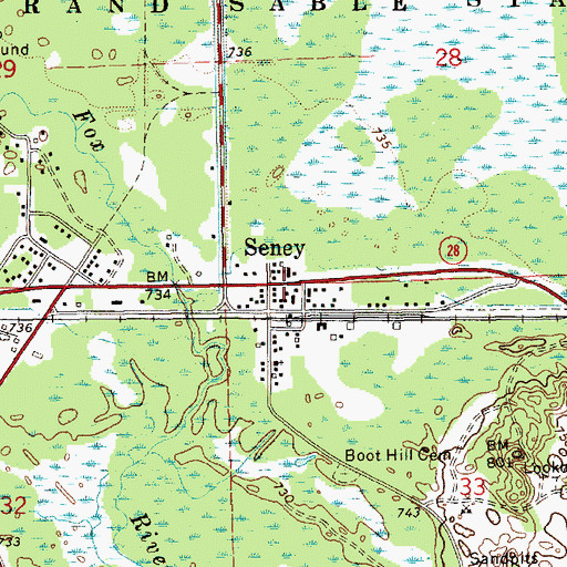 Topographic Map of Seney, MI