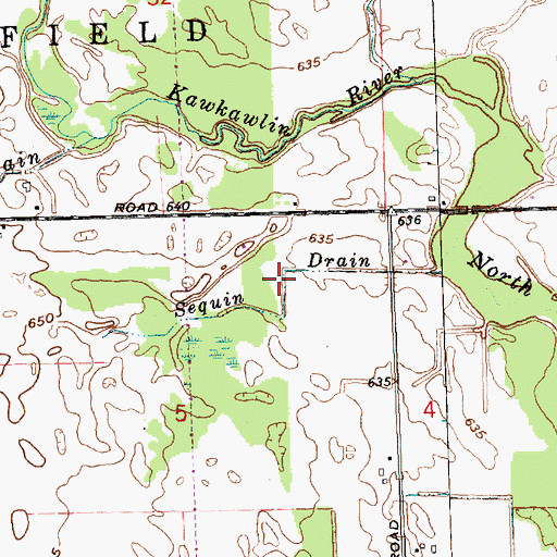 Topographic Map of Sequin Drain, MI