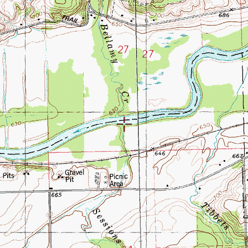 Topographic Map of Sessions Creek, MI