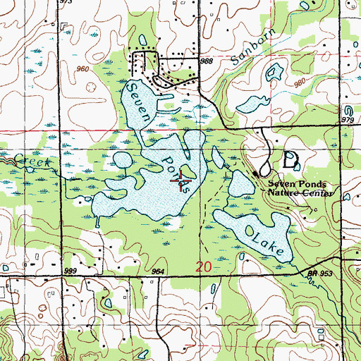 Topographic Map of Seven Ponds Lake, MI