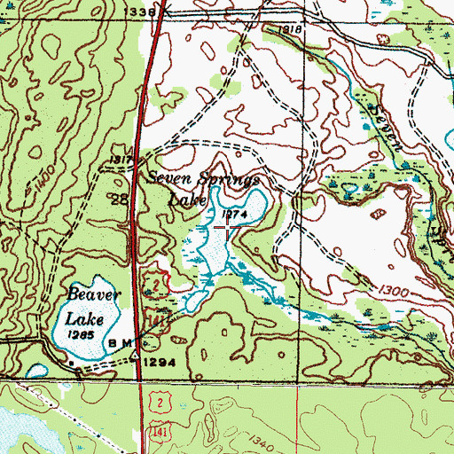 Topographic Map of Seven Springs Lake, MI