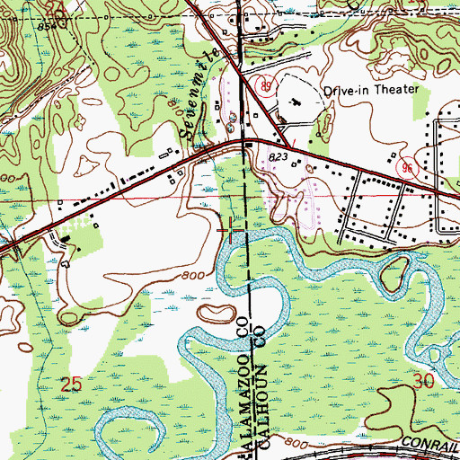 Topographic Map of Sevenmile Creek, MI