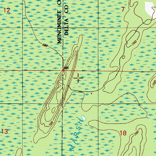Topographic Map of Sevenmile Marsh, MI