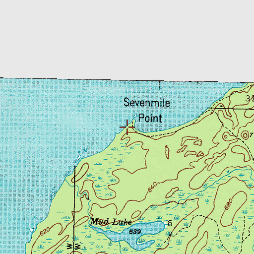 Topographic Map of Sevenmile Point, MI