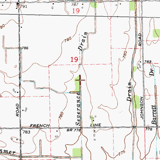 Topographic Map of Severance Drain, MI