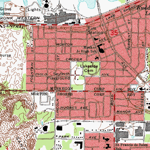 Topographic Map of Seyferth Playground, MI