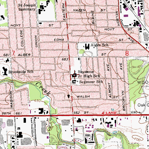 Topographic Map of Seymour Junior High School, MI