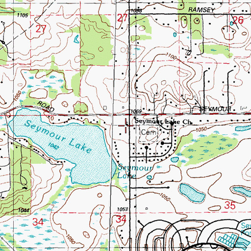Topographic Map of Seymour Lake Church, MI