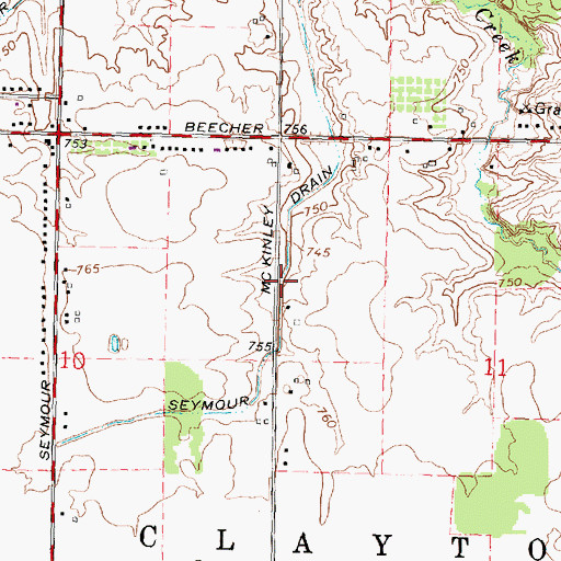 Topographic Map of Seymour McKinley Drain, MI