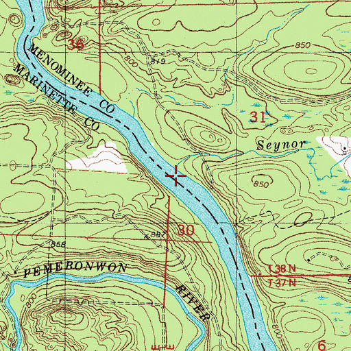 Topographic Map of Seynor Creek, MI