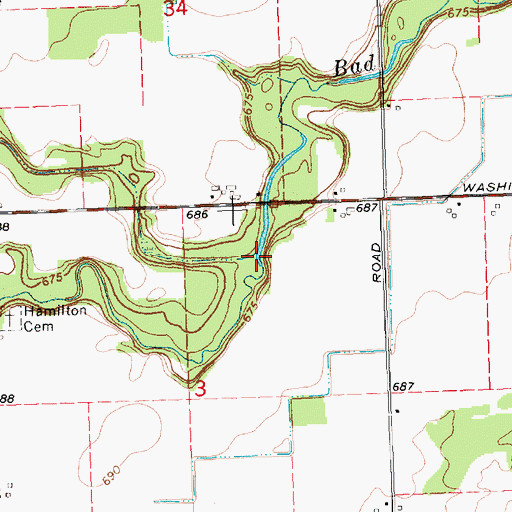 Topographic Map of Shad Creek, MI