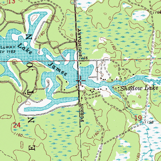 Topographic Map of Shadow Lake, MI