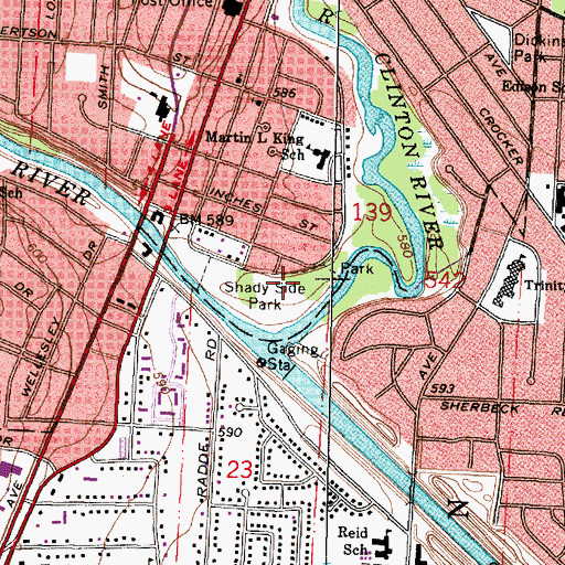Topographic Map of Shady Side Park, MI
