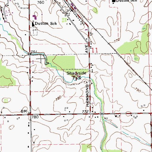 Topographic Map of Shadyside Park, MI